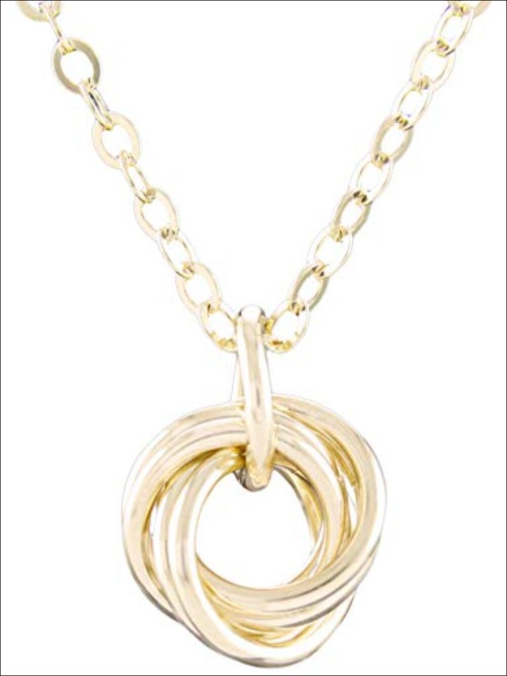 14K Yellow Gold Filled Dainty Love Knot Circle Pendant Necklace 20"